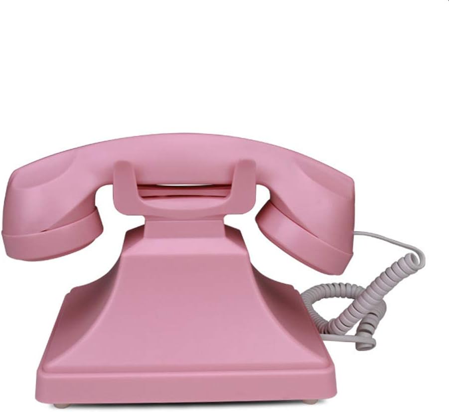 Qdid Corded Telephone Rotary Dial Disc Retro Telephone in The Sinuous Style of The 1920s with Modern Electronic Bell (Color : Pink)
