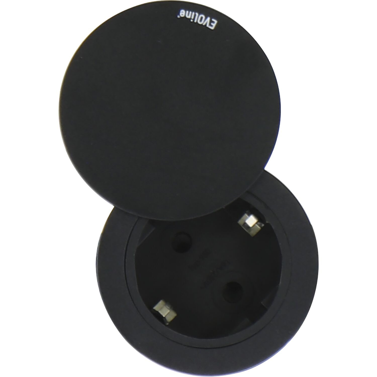 Evoline One - Presa da incasso con coperchio girevole, ø 59 mm, 230 V, plastica nera