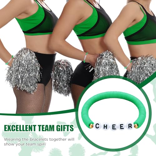 Image of Landical 24 Pcs Cheerleader Gifts Stackable Clay Bead Cheer Bracelets Friendship Bracelets Senior Night Cheer Gifts for Girls(Green)