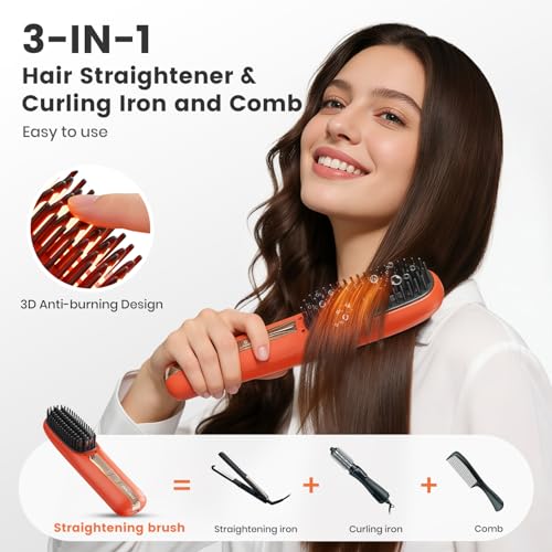 Cepillo alisador inalámbrico portátil para cabello miniatura 2