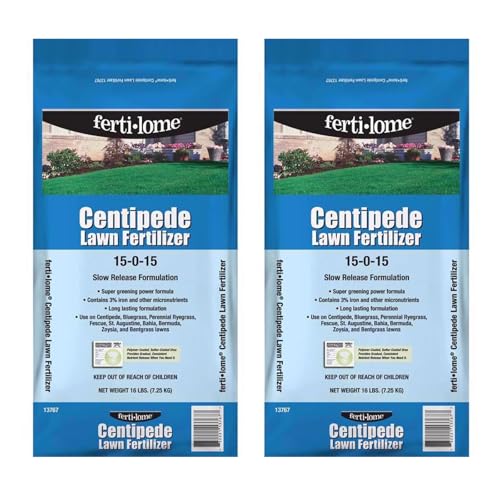 Ferti-Lome Slow Release Nitrogen Lawn Fertilizer 15-0-15 with Iron for Centipede & Multiple Grass Types Covers 4 000 sq ft per Bag (2 Pack)