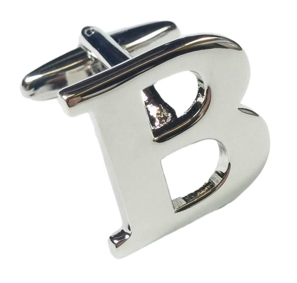 Charles William Men's B Fashion Single Letter Alphabet Initial Cufflink Formal Usiness Mix & Match Silver Letter Cufflinks