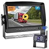 B-Qtech 7 inch Wireless Backup Camera System Digital Signal HD 1080P Rear View Monitor Kit, IP69 Waterproof Night Vision Reverse Back up Camera for Truck Car RV Trailer Camper Van Bus