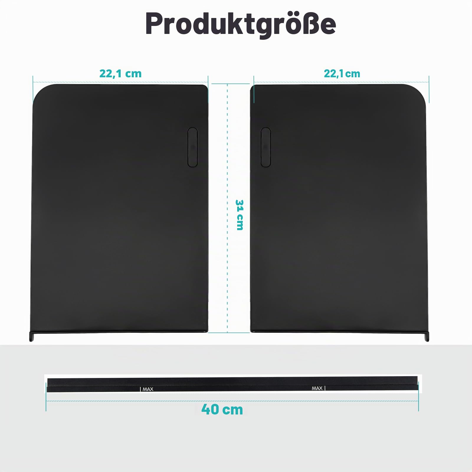 Vekkia Notenständer-Verlängerungen, Panel 21,6 cm × 31,8 cm (2 Stück), passend für Panel-Musikständer mit einer Breite von 51,8 cm oder weniger, max. montierte Breite 64 cm.