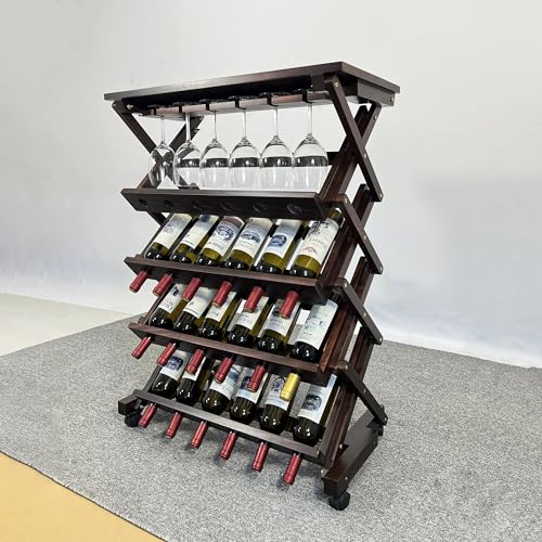 Estante de madera sólido para 26 botellas de vino miniatura 5