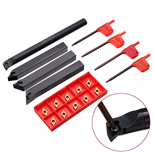 Set de 4 barras de torneado y 10 insertos carburo DCMT0702 miniatura 3