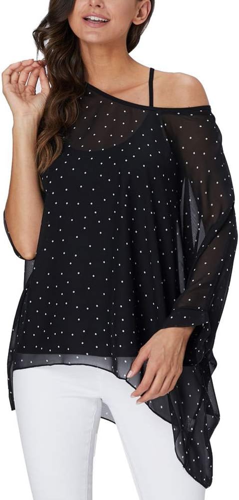 Ckikiou Plus Size Batwing Flowy Semi Sheer Chiffon Blouse Tunic for Women Summer Floral Print Boho Beach Cover ups - Image 6