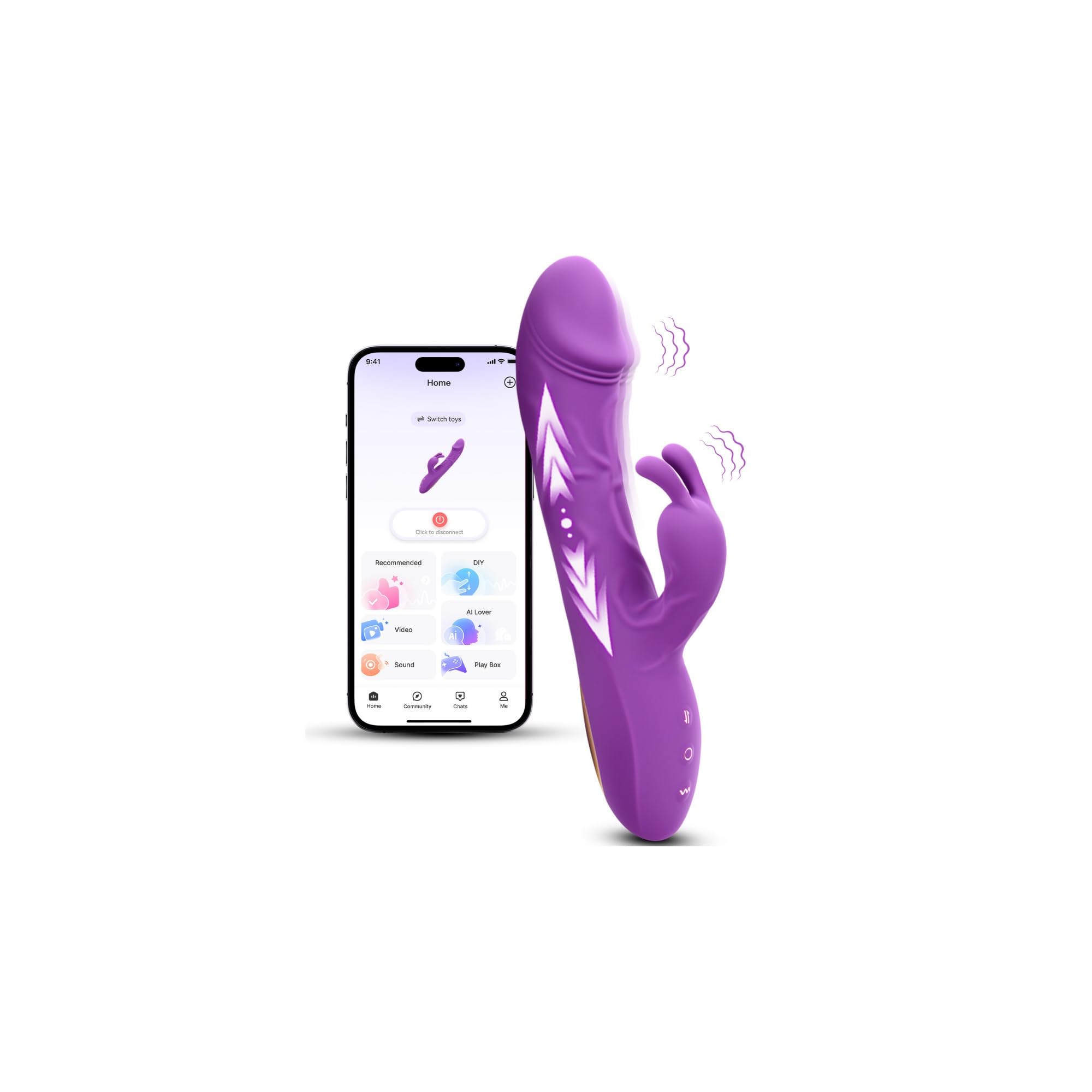 Rabbit Vibromasseur Clitoridien 3 en 1 va et vient à Distance Sex Toys