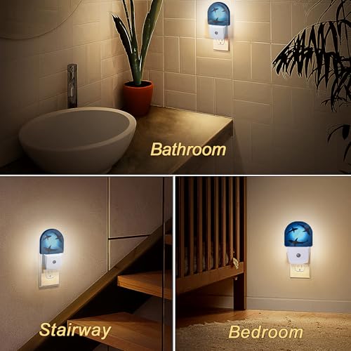Image of Night Light,Floating Sharks Night Lights Plug Into Wall Bedroom Bathroom Kitchen Hallway Stairs Hallway,Energy Efficient Decor Desk Lamp Gifts