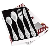 Murrano Kinderbesteck Set mit Gravur - Disney Minnie Mouse - 4 teiliges Besteck Set für Kinder ab 3 Jahren - Geschenk für Mädchen - spülmaschinengeeignet - aus Edelstahl