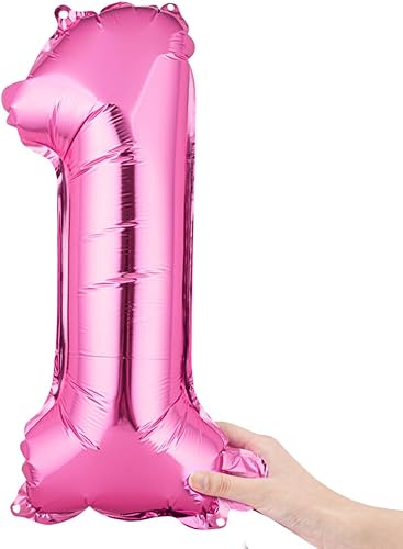 Balloonify - Globo de número de 16 pulgadas, 1 globo reutilizable para fiesta, número "1", autosellante, globo metálico de Mylar negro, a prueba de