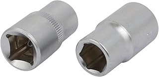 Aexit 1/2-inch Square Hand Operated Tools Drive 1/2-inch 6 Point Impact Socket Silver Tone 2pcs Model:20as78qo760