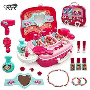 TECHNO BUZZ DEAL WITH DEVICE OF GLOB Children Beauty Makeup Kit Pretend Play Fashion Set Toy with Carry case Suitcase Multi Color