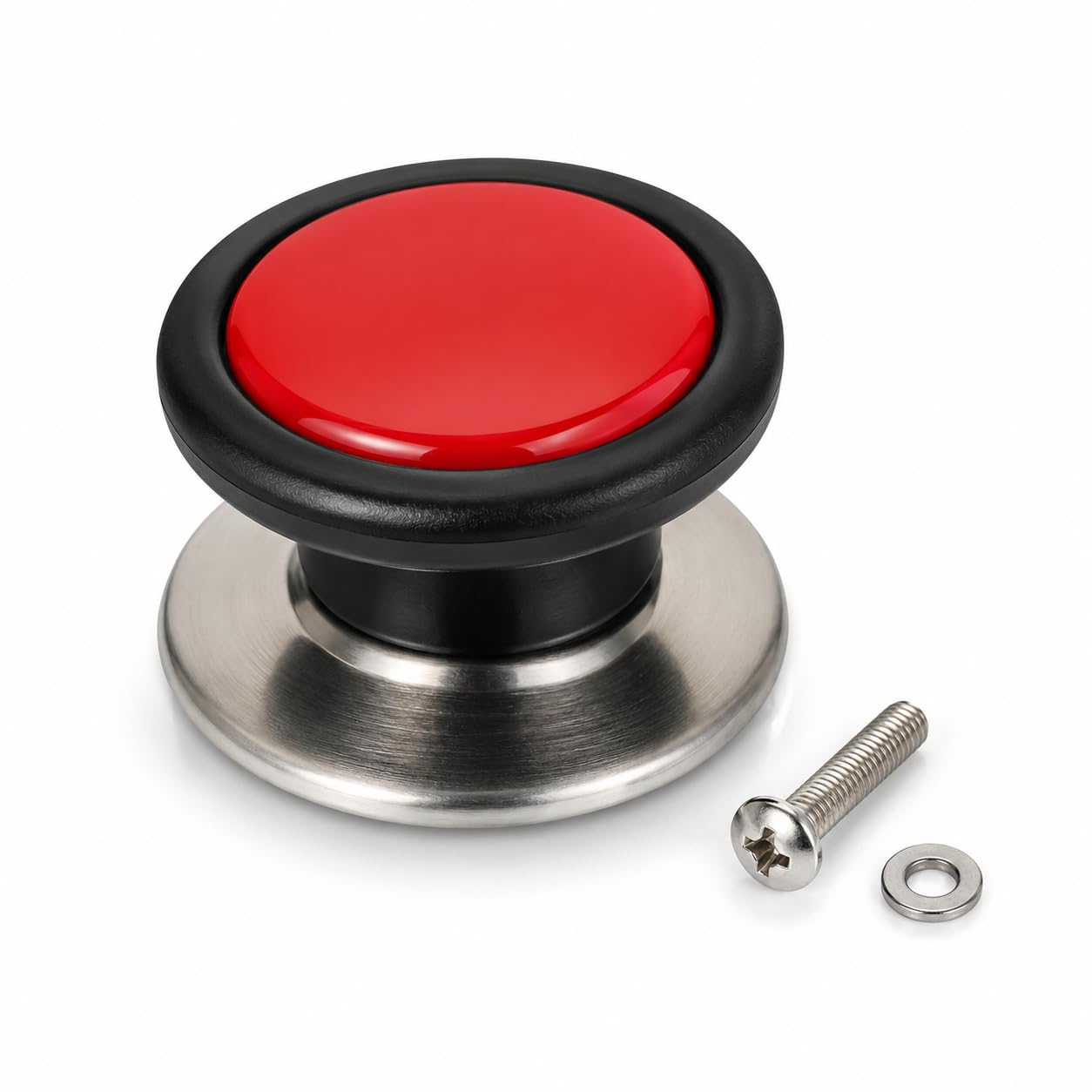 Mshine Universal Glass Lid Knob Replacement Handle, Black and Red | 7 cm Base, 5 cm Top, 4 cm Height, Compatible with Kadai | Biryani Pot | Fry Pan [Pack Of 1]-image-10