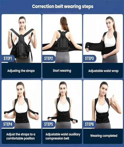 Image of Posture Corrector Belt for Men, 2-Piece Set Back Pain Relief Belt, Posture Corrector for Women, Adjustable Back Posture Corrector Unisex Shoulder Support