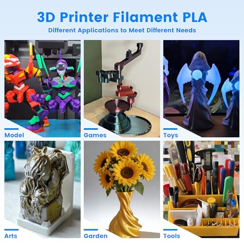 Image of MIKA3D 8 Spools 1.75mm 3D Printing Filament PLA Bundle, 3D Printer PLA Red Orange Yellow Lime Green Cyan Blue Purple White 8 Beautiful Popular Bright Colors, 0.25kg /Spool, Total 2kg PLA