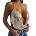 Victray Boho Sequins Body Chain Crop Top Belly Beach Body Chains Bra Fashion Body Accessories Jewelry for Women and Girls (Gold)