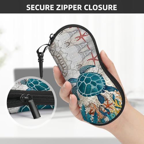 Image of Sunglasses Soft Case, Cute Ultra Light Portable Neoprene Zipper Eyeglass Glasses Case with Belt Clip for Men Women