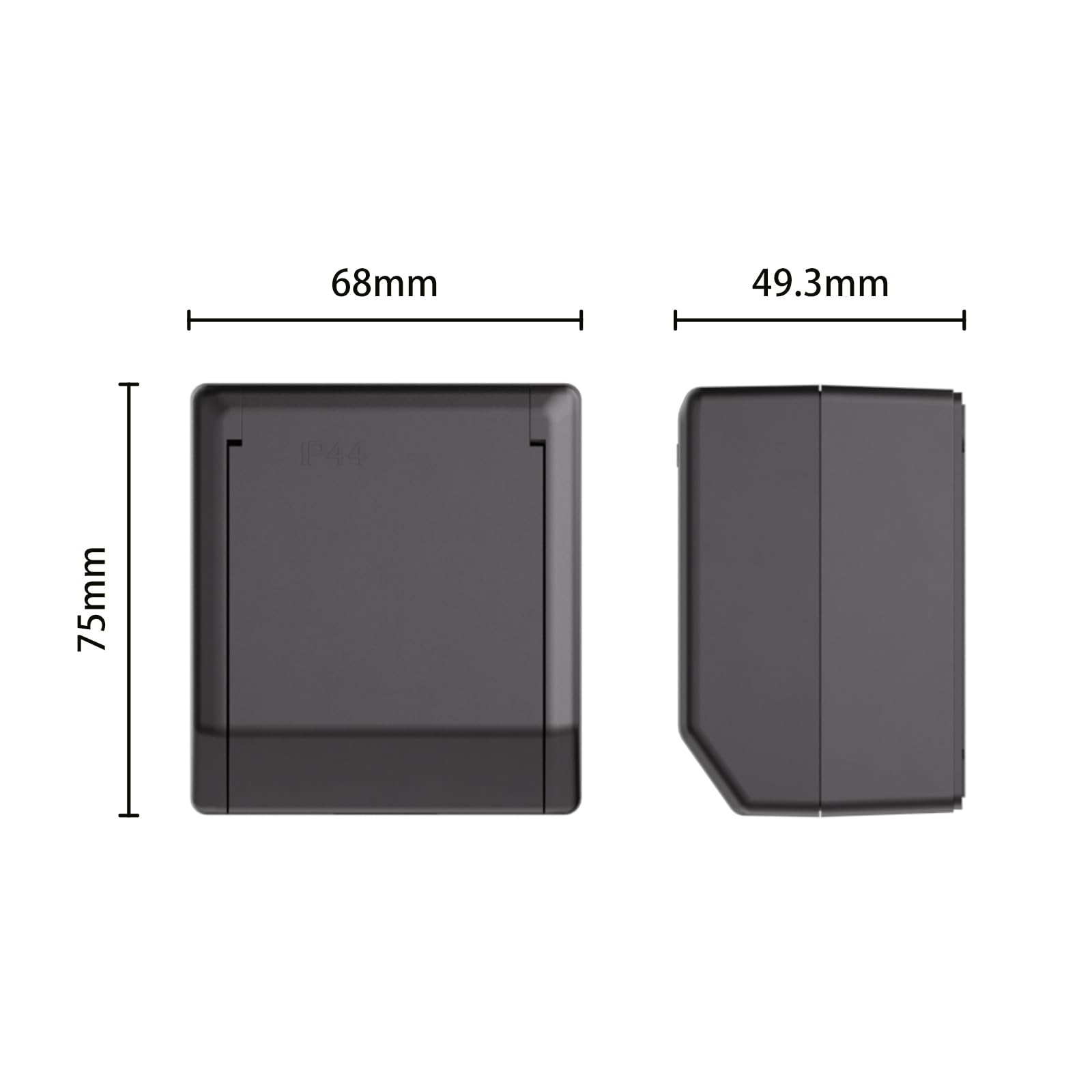 Euro Classic 1 prise IP44 Lot de 2 prises Schuko encastrées en saillie avec couvercle 250 V 16 A 68 x 75 mm Noir