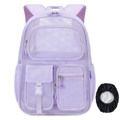 Image of Cusangel Clear backpack for men women (Purple Mesh Backpack)