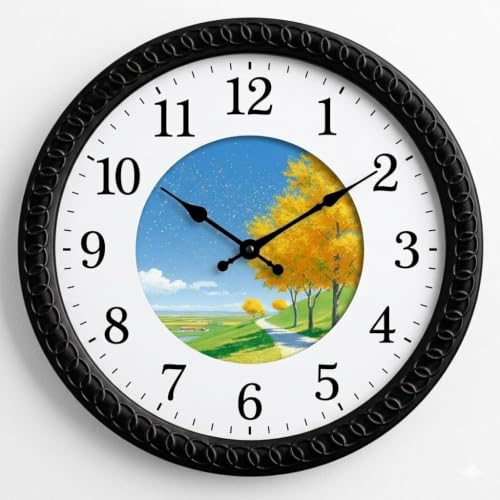 Image of Wall Clock for Living Room Stylish | Clock for Home | Wall Clock for Hall | Wall Watch for Living Room (Yellow Tree)