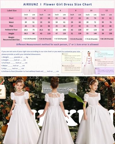 Flower Girl Dresses for Wedding Satin Short Sleeves First Communion Dress with Bow4