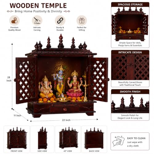 Image of Kamdhenu Art and Craft Wooden Temple /Home Temple /Pooja Mandir /Pooja Mandap /Temple (1)