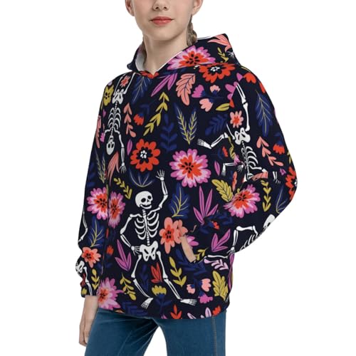 Dancing Skeletons Floral Garden Kid Hoodies Boys Sweatshirts Girls Pullover with Pocket2