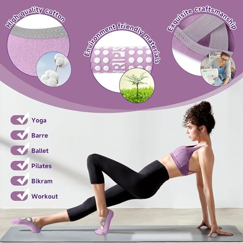 3 Pair Pilates Socks | Yoga Socks for Women Non Slip Barre | Silicon Ankle Grippy Sock for Hospital Exercise4