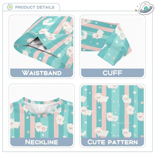 JUNZAN Cute Cartoon Sheeps Stripes Big Girls Sweatshirts Hoodies Fleece Kids Hoodies Boys Party 4T3