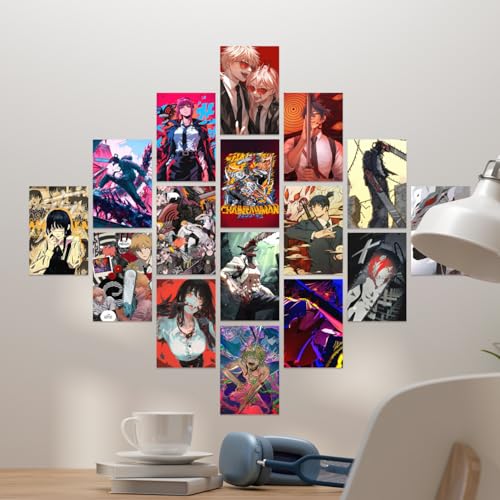 Image of Chainsaw Man Poster Set of 54 | Mini Anime Wall Collage Kit (4x6 Inches) | Denji, Power, Makima, Aki | Wall art Posters for Room Decor | Thick Matte Finish | Anime Wall Aesthetic