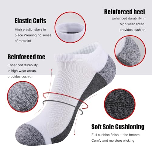 COOVAN Men Athletic Ankle Socks 12 pack Low Cut Short Cushion Casual Sock（12 pairs）2