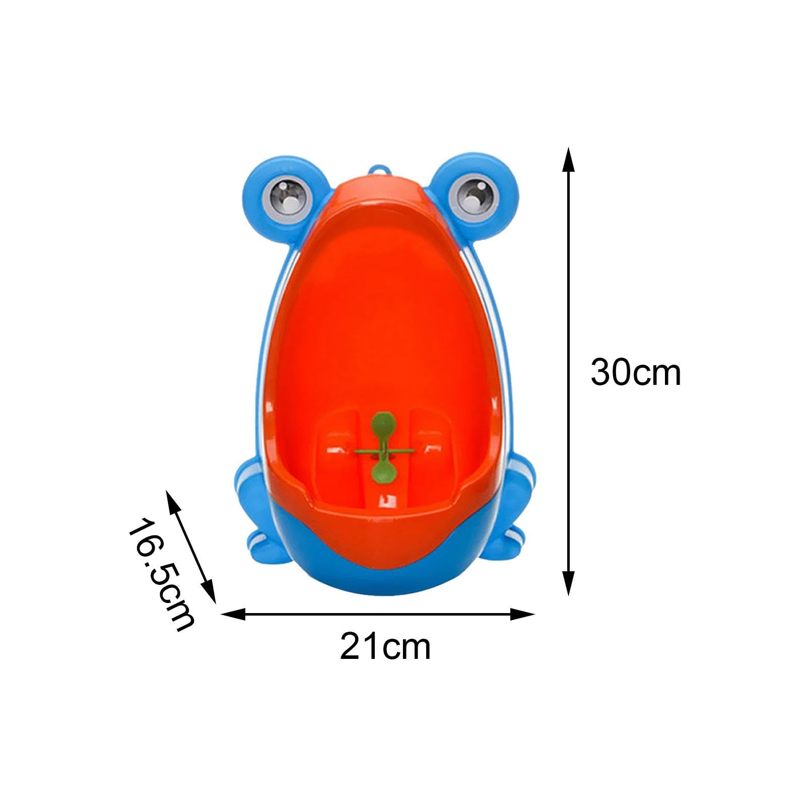 AMLESO Boy Toilet Training Standing Potty Urinal Portable Lightweight with Target Standing Urinal Toilet Frog Shaped for Indoor Outdoor Boys Kids, Blue Orange