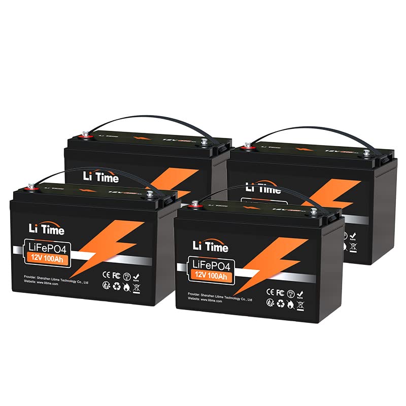 Image of Litime 4 Packs 12V 100Ah LiFePO4 Battery, Group 31 Lithium Batteries for RV
