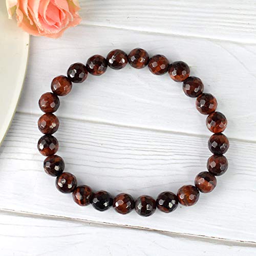 Image of Reiki Crystal Products Natural Crystal Stone 8 mm Faceted Diamond Cut Beads Bracelet for Men & Women | Reiki Charged Gemstone Bracelet | Multiple Stone Variants Available