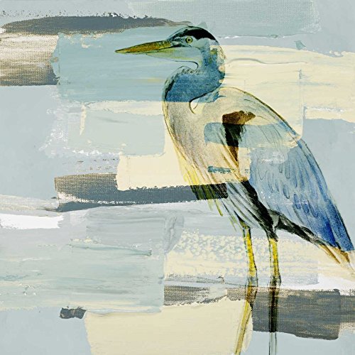 Tableau grand héron de luxe 76x76 cm avec boîte américaine chic