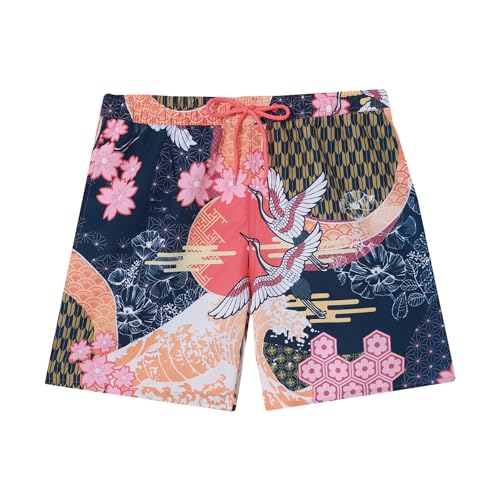 Pampling Costume da Bagno Uomo – Design Originali, Asciugatura Rapida, Vita Elastica con Cordino Regolabile, Tasche Laterali e Posteriori – Perfetto per Mare e Piscina (Moon And Crane, M)