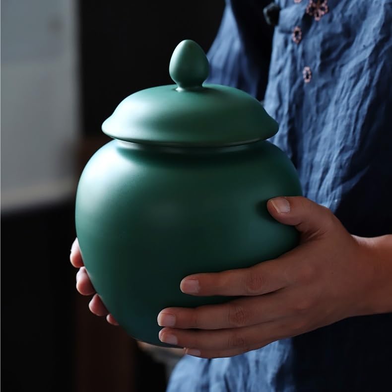 Lata de té Caja de té cerámica (Grande y pequeña), Recipiente hermético for, Tarro for almacenar, for Negro Verde, General Carrito de té(B)