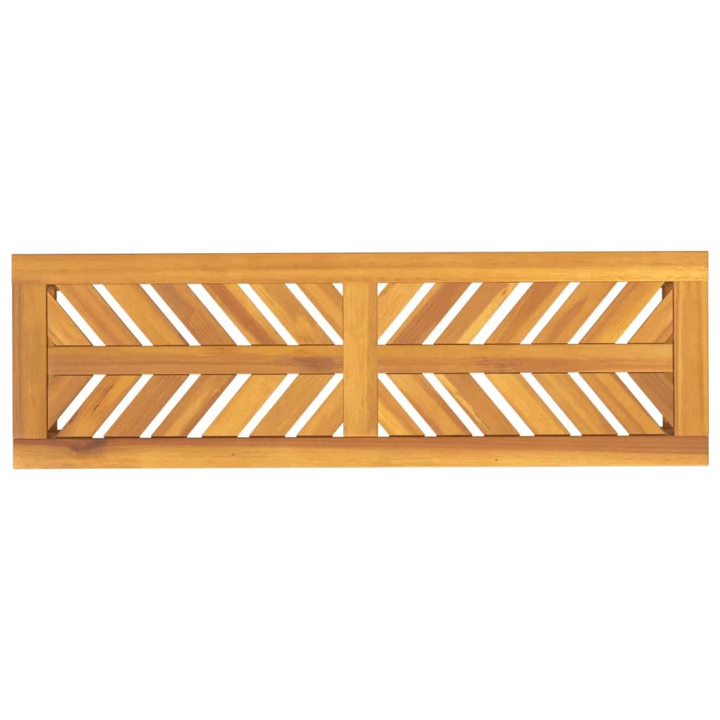 Banco de jardín de 110 cm de madera maciza de acacia para terraza, banco de madera con diseño de espiga, marco estable, banco robusto de madera dura tropical, máx. 110 kg por asiento