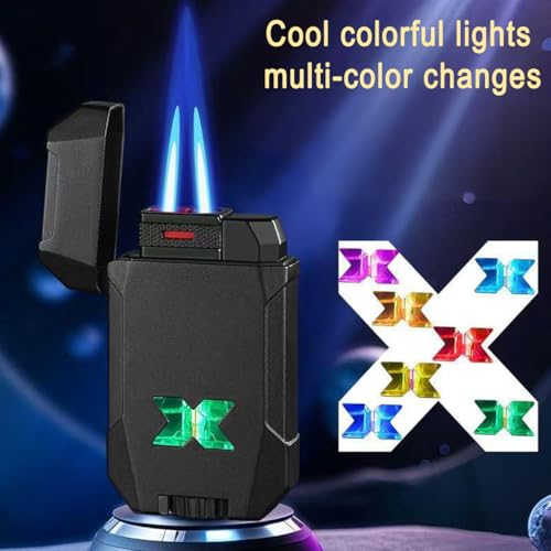 Mecha Dual-Flame Encendedor Resistente al Viento con LED miniatura 2