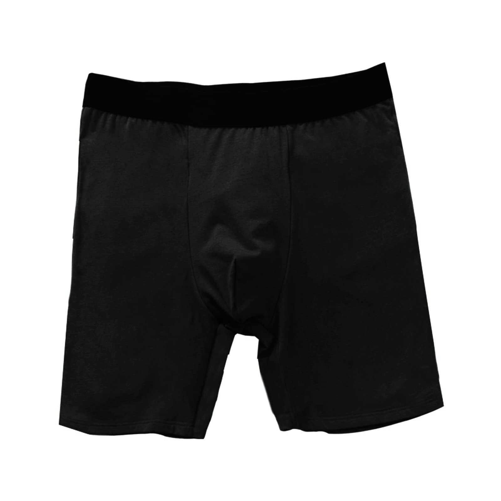 Generic Mens Long Underwear Large Size High Waisted Cotton Boxer Shorts Sport White Elongated Mens Compression Black L