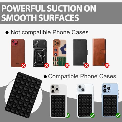 Image of GooseBox Suction Cup Phone Case Mount, Double-Sided Suction Anti-Slip Silicon Sticky Phone Stand Hands-Free Strong Grip Holder for Selfies and Videos (White)