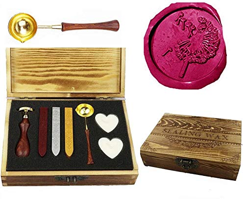 Kit de tampons de cire vintage pissenlit avec cuillère et bâton de cire pour scellage