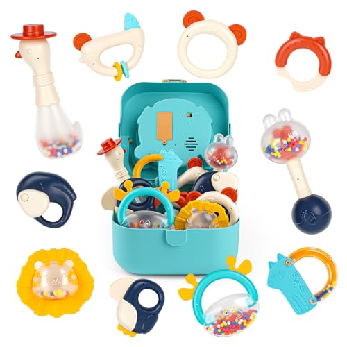 Baby Toys 0-6 Months Rattles Sensory Teething Toys for Newborn Baby Toys 6 to 12 Months Girl Boy Gifts with Storage Box