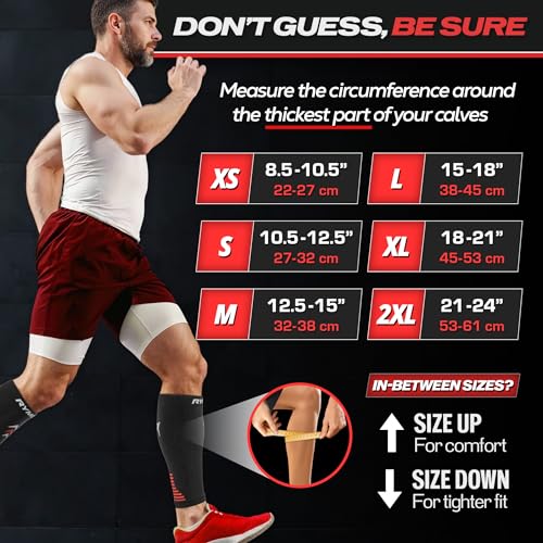 Rymora Calf Compression Sleeves Men Women - Leg Compression Sleeve Footless Socks - Shin Splint Relief Fitness Running
