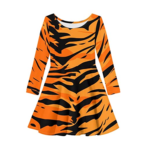 Howilath Cartoon Pattern Little Girls Winter Dresses, Anti-Shrink Long Sleeve Knee Length Skater Dress