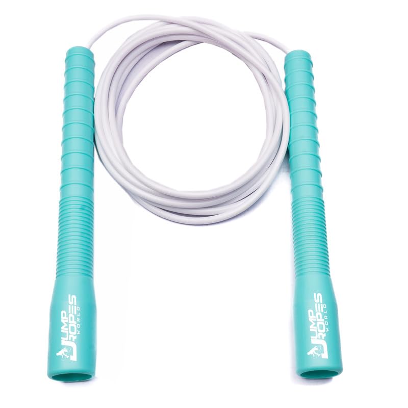 Image of World, Long Handle 4MM | Freestyle Adjustable PVC Skipping Rope for Men | Tangle-Free, Fast-Spinning Jump Rope for Beginners and Trick Training (Mint)