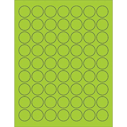Box Partners LL191GN 1 in. Fluorescent Green Circle Laser Labels - Pack of 6300