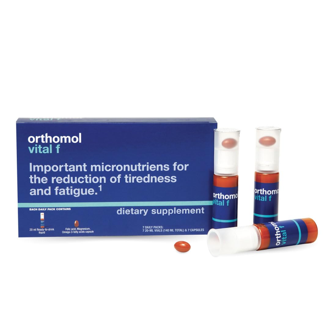 OrthomolVital F Vial, Women's Multivitamin, 7-Day Supply, Vitamins A, B, C, D, E, K, Calcium, Iodine, Omega-3