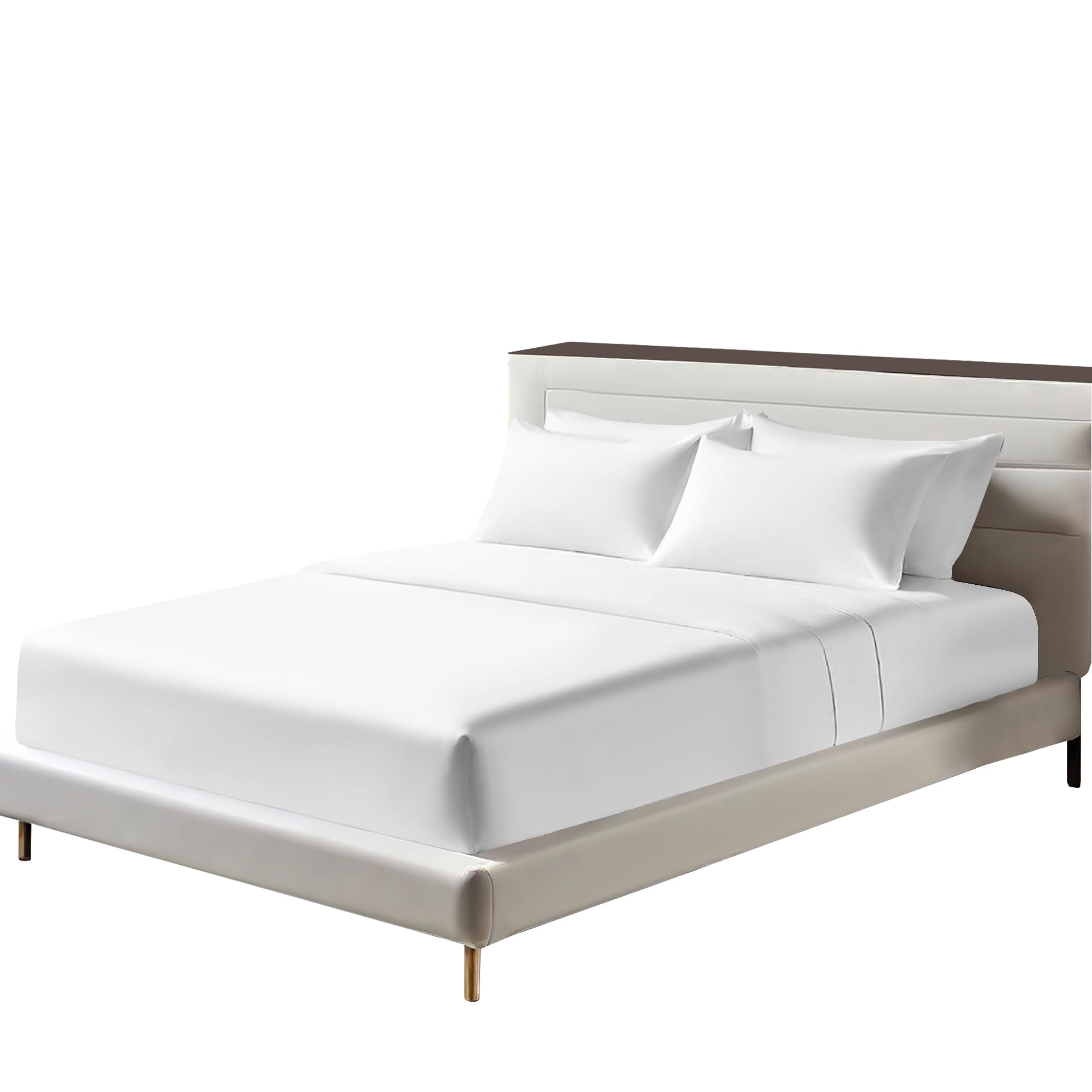 Egyptian Cotton Fitted Sheets 25cm Deep Mattress Pocket 200 Thread Count Fitted Bed Sheet-...